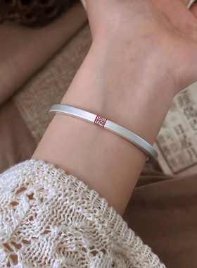 国潮复古四方来福藏银手镯