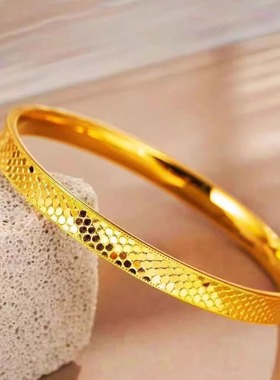本命年新款闪耀钛钢镀金龙鳞手镯女款新中式高级感轻奢个性手环