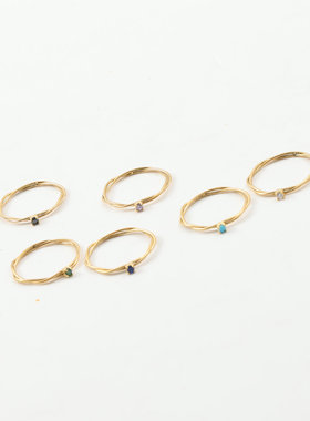 中国风时尚细款百搭小巧钛钢镀金镶钻戒指指环简约气质博主款INS