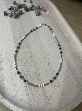 多戴法复古天然石串珠项链小众设计毛衣链进口小众米珠锁骨链