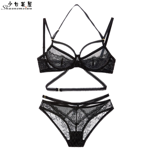 Ультратонкий прозрачный бюстгалтер, нижнее белье, тонкий комплект, сексуальный кружевной ремень, трусы