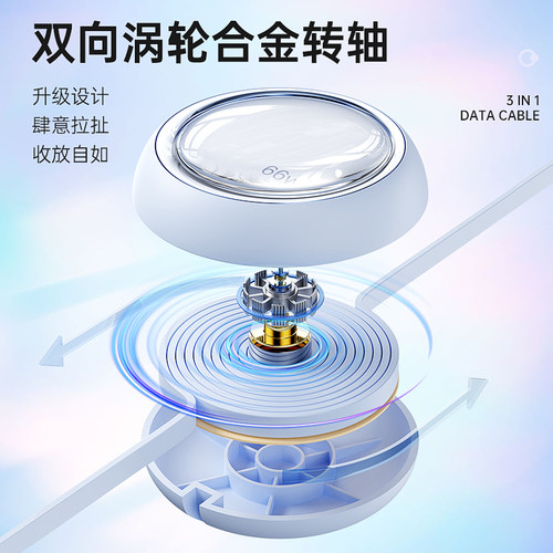 古尚古数据线三合一充电线66W一拖三快充头适用苹果华为mate安卓Typec手机车载伸缩通用16/17promax充电线 - 图0