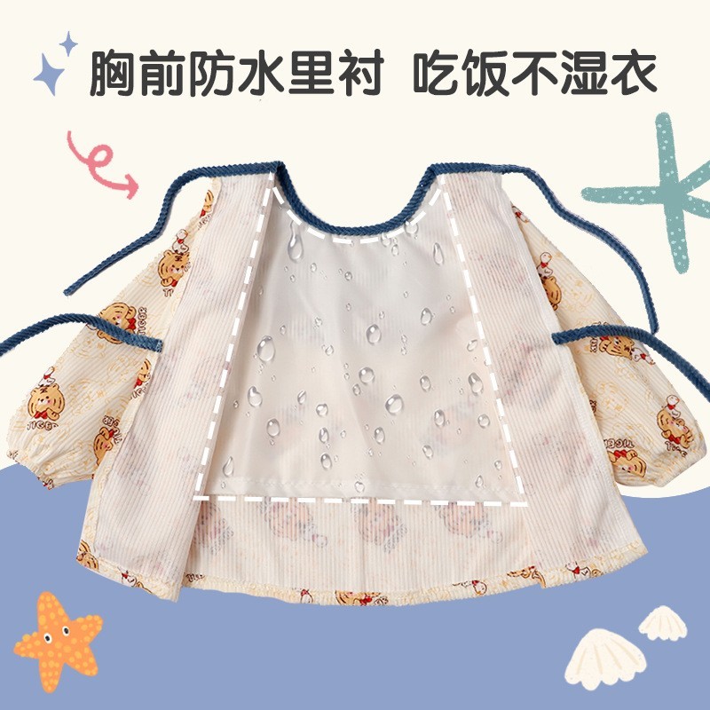Little tiger baby boy smock children's apron baby rice pocket bib autumn and winter outer wear foreign style eating waterproof and anti-dirty