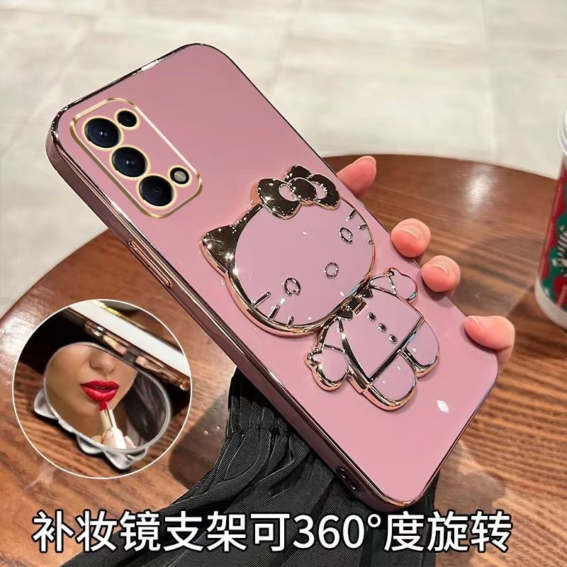 opporeno5手机壳reno5pro保护oppo硅胶套opopreno5por十全包防摔5G软壳reon55g女opporeon新款可爱带镜子支架 - 图0