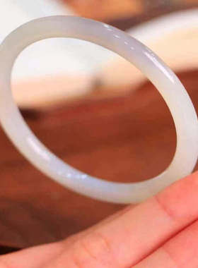 a货天然冰白玉淡烟紫色女款