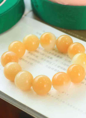 天然且末羊脂白玉籽料圆珠手链