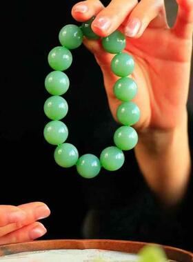 天然和田玉碧玉手串女款单圈