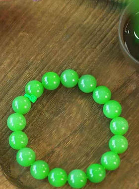 天然俄罗斯碧玉和田玉老坑猫眼碧玉手串男女款收藏礼品单圈手链