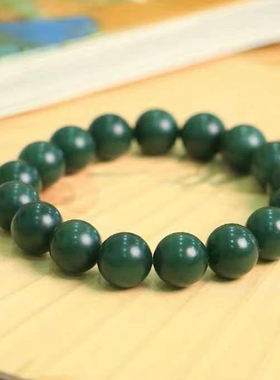 新疆天然和田玉青玉圆珠手串