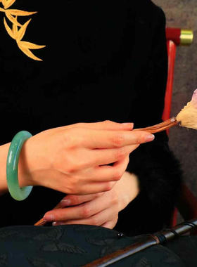 天然和田玉翠青玉手镯女款