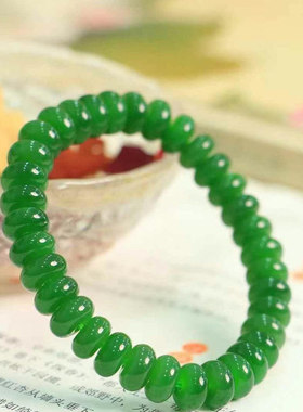 和田玉碧玉手串俄料苹果绿