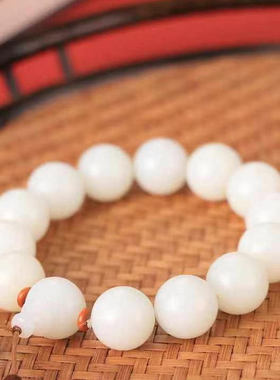 和田玉手串男羊脂白玉手链