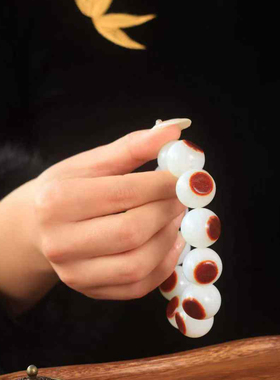 天然且末羊脂白玉籽料圆珠手链