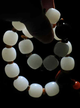 和田羊脂白玉路路通手串