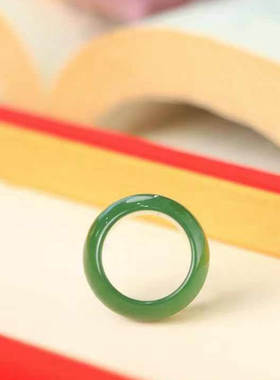 和田玉碧玉菠菜绿戒指指环