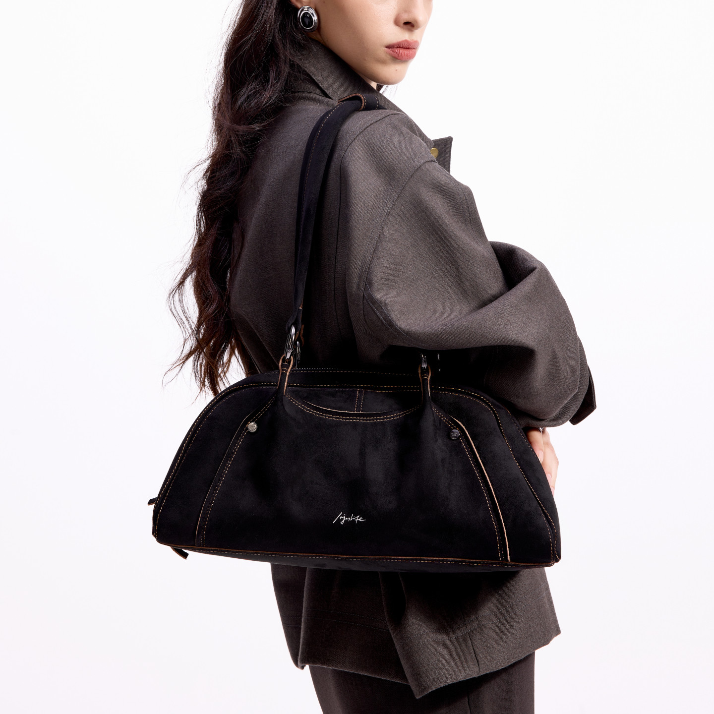 INJOYLIFE美式波士顿 复古棒球包麂皮绒大容量随性单肩包手提包,淘宝优惠券,粉丝福利购,淘宝优惠卷