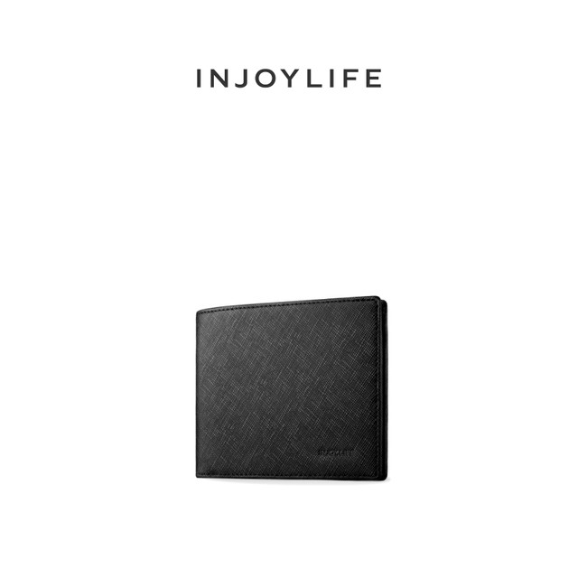 Injoylife Short Walle Men's Two Folding Cross -Thunder Ultra -thin Money Pinged Skin Plucks Send Boyfriend Gift Box Valentine's Day