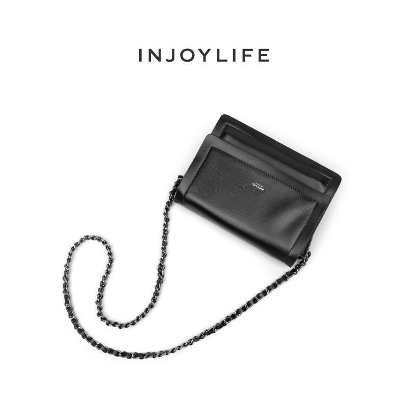 INJOYLIFE春夏新款绗缝单肩包中性链条包小众软皮高级感斜挎包包-图1