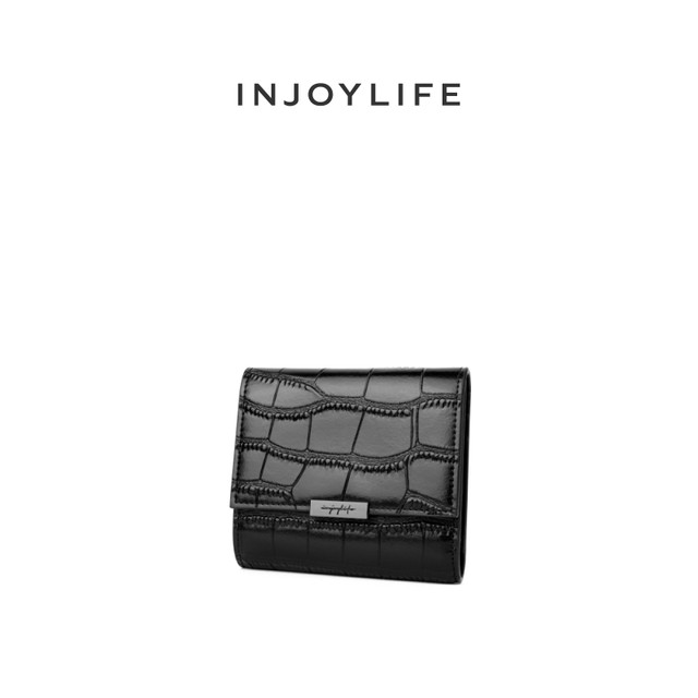 Injoylife wallet female crocodile pattern leather short money clip small leather Valentine's Day gift gift box gift box