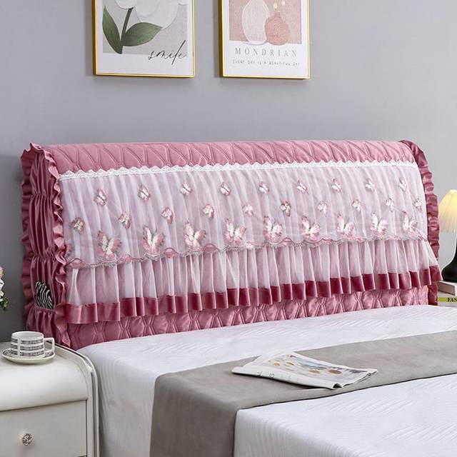 New Princess Bedside Cover Full-cover Backrest Integrated Dust Cover High-end Lace Cover Fabric Bedside Cover