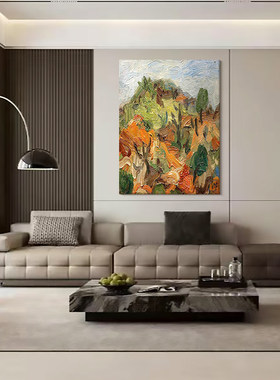 大芬村抽象玄关纯手绘油画《梧秋》高级感小众客厅沙发落地装饰画