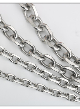 不锈钢非焊口十字链环环相扣钛钢项链大批角O字链O型链包包链