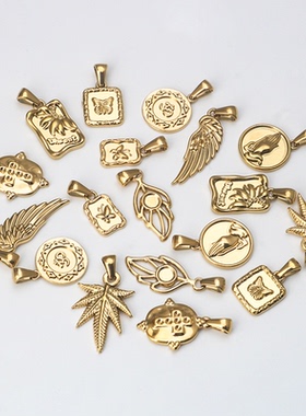 男女翅膀枫叶祈祷之手项链不锈钢