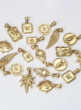 男女翅膀枫叶祈祷之手项链不锈钢