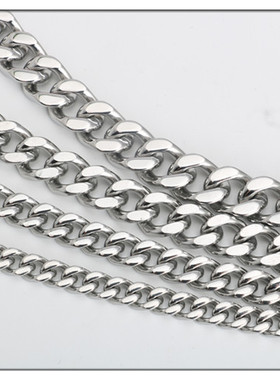 不锈钢单织四面磨链单扣四面磨链钛钢男女项链吊坠配链箱包链