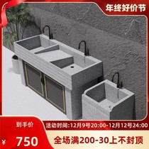 Marble Stone Double Pool Laundry Pool Table Basin Integrated Sink Outdoor wash basin with washboard Balcony Wash Basin