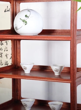 缅花独板三层博古架博古架独特多宝阁家居摆设茶杯架书房置物架