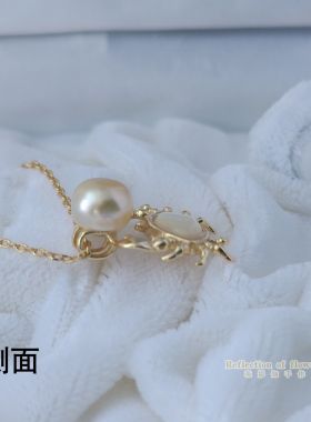 【手里有钱】孤品天然海水金珠珍珠keshi无核7.1mm项链s925纯银