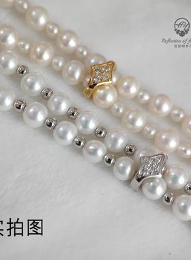 天然淡水珍珠毛衣链 s925纯银长款项链女款正圆强光腰链一款多用