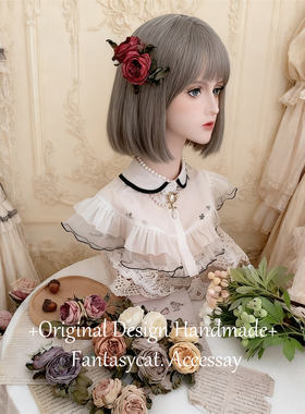 手作干枯玫瑰花朵发夹 Lolita田园风发饰bnt花丸百搭配出游拍照