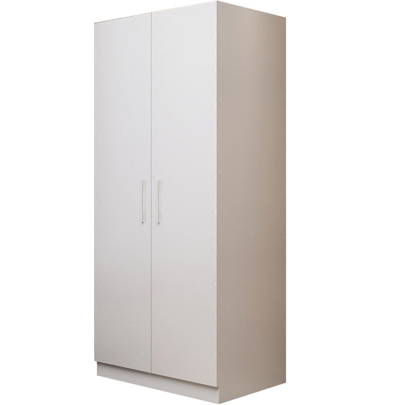 白色木质组装衣柜高低双门简易儿童挂衣柜板式成人衣橱组合两门