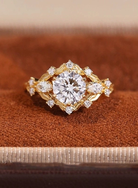 vintager中古枝叶缠绕闪钻戒指