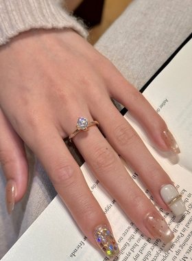 手捧花锆石戒指女轻奢小众设计
