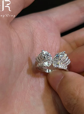 清冷感爆闪锆石镂空立体蝴蝶戒指