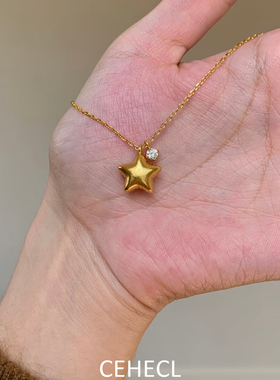 金色折纸星星项链女精致复古气质