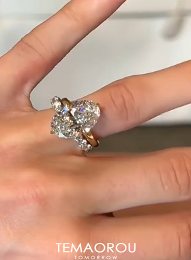 超闪ins风叠戴椭圆鸽子闪钻戒指