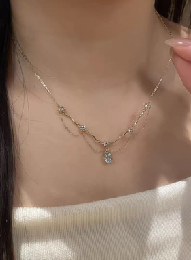 清冷感流苏锆石水滴项链女轻奢