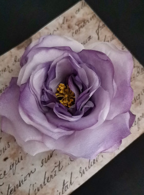 手染布花真丝烫花蔷薇玫瑰胸针
