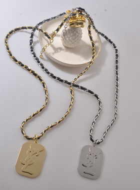 H字母项链长款编织毛衣链