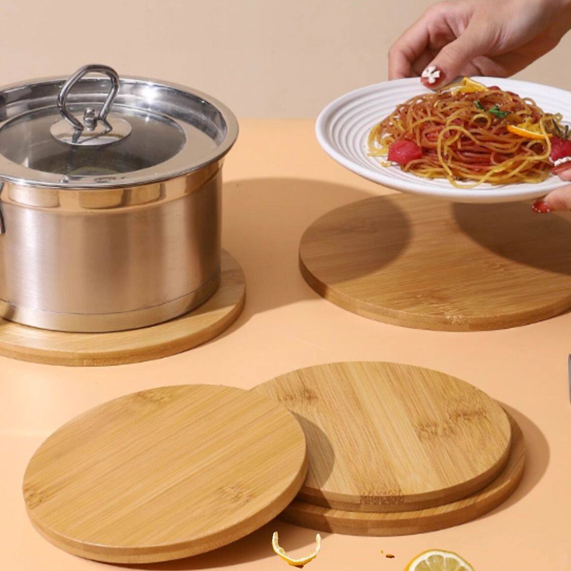 隔热垫家用餐垫楠竹加厚防烫耐高温菜盘砂锅厨房杯碗盘垫子餐桌垫 - 图0