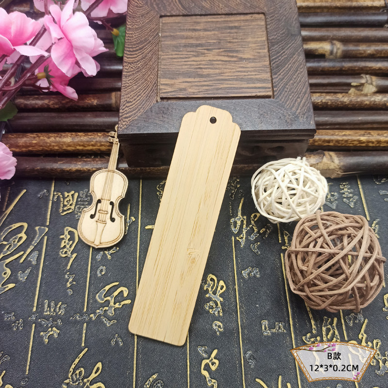 竹制空白造型书签手工学生儿童手工DIY竹板材料激光logo刻字定制_虎窝淘