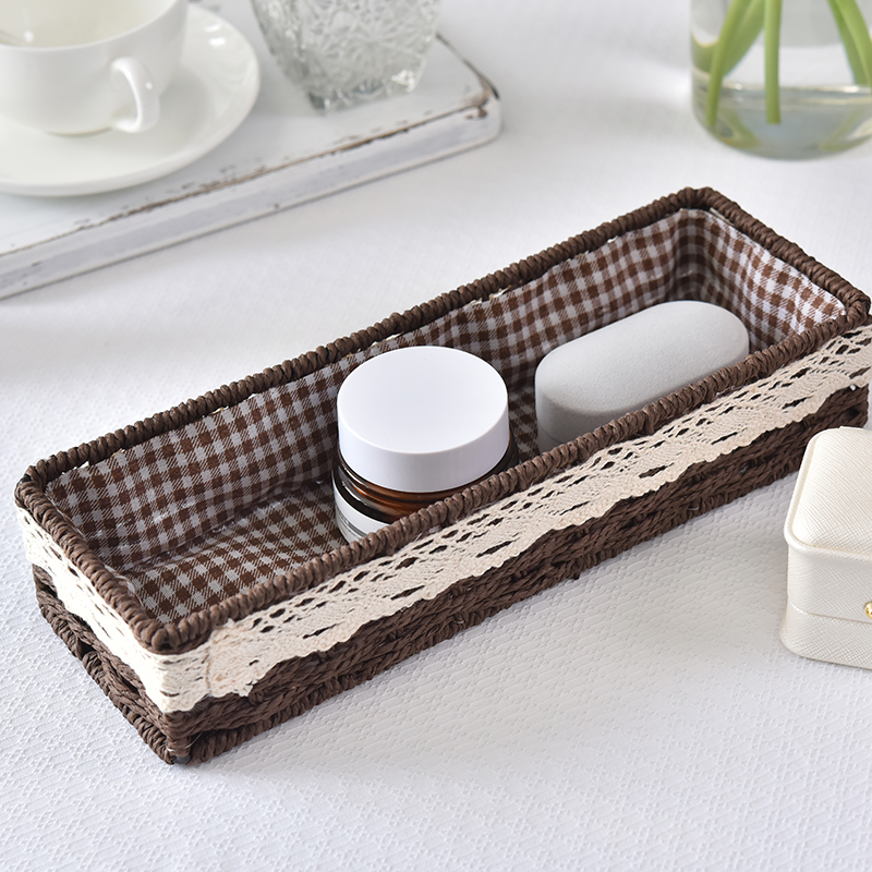 Debris Slim Rattan fabric desktop storage box