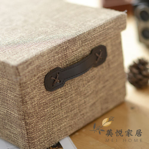 简约收纳筐收纳箱布艺收纳盒加厚亚麻布桌面杂物储物盒子整理箱 - 图2