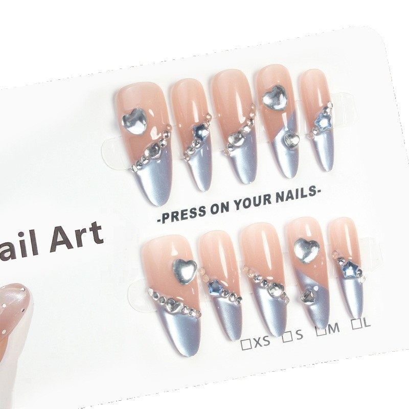 手工儿童美甲穿戴甲高级感中长款海洋之心假指甲贴片2026马年新款,淘宝优惠券,粉丝福利购,淘宝优惠卷