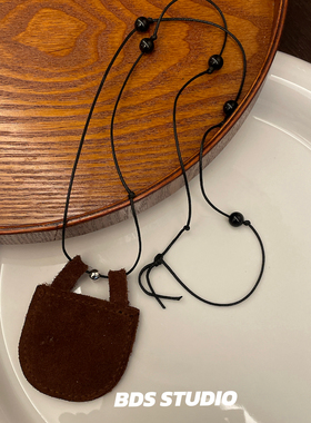 BDS STUDIO 极简慵懒耳机包项链博主同款挂脖麂皮绒长款毛衣链