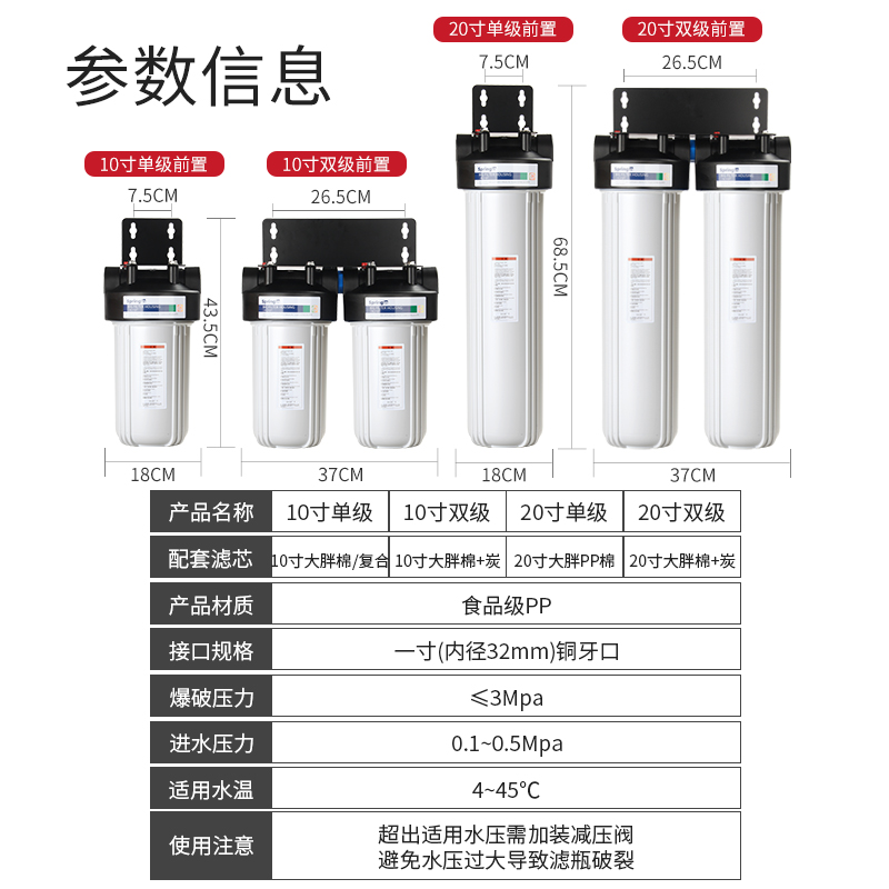 大白瓶前置过滤器家用商用自来水10寸20寸全屋大胖流量过滤净水器-图2